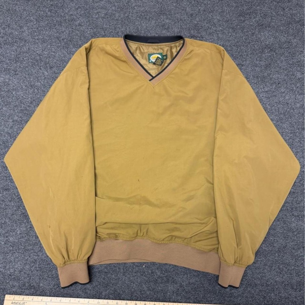Cabelas Vintage Y2K Tan Windbreaker Pullover V-Neck Jacket Mens XL Tall